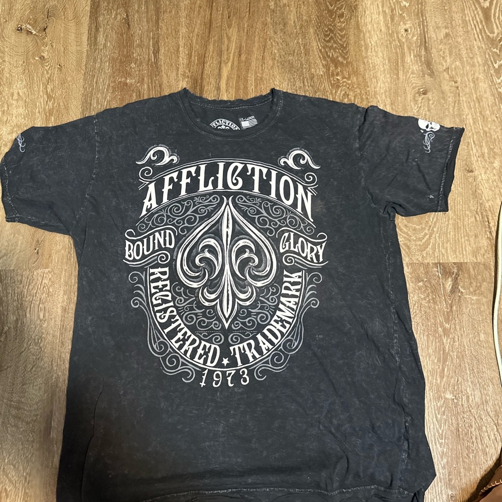 Affliction Black Short Sleeve Tee with Bold Graphic men xxl - Picture 3 of 10